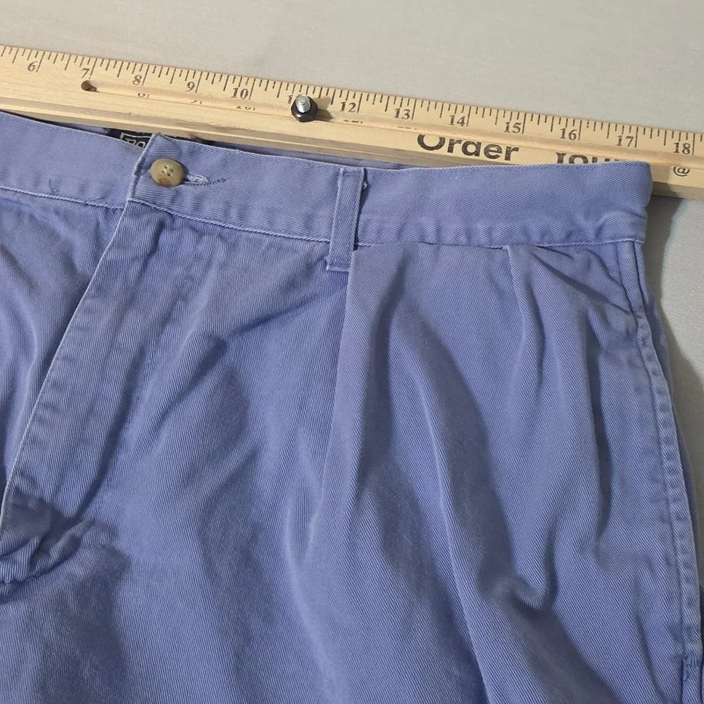 Polo Ralph Lauren Chino Shorts Men 36 Blue Pleated Cotton Twill Made in USA
